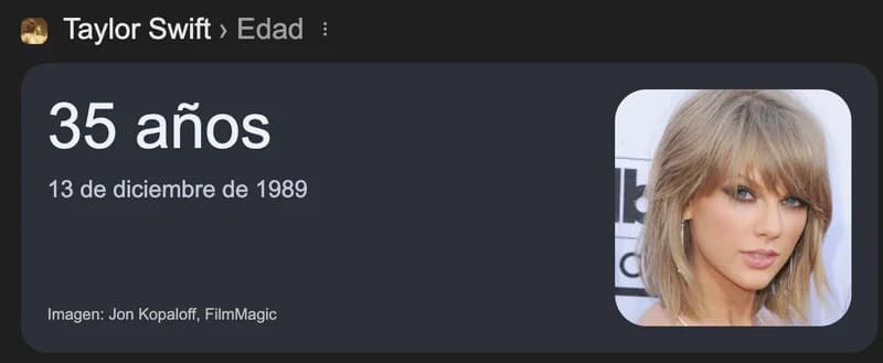 Featured Snippets de Edad